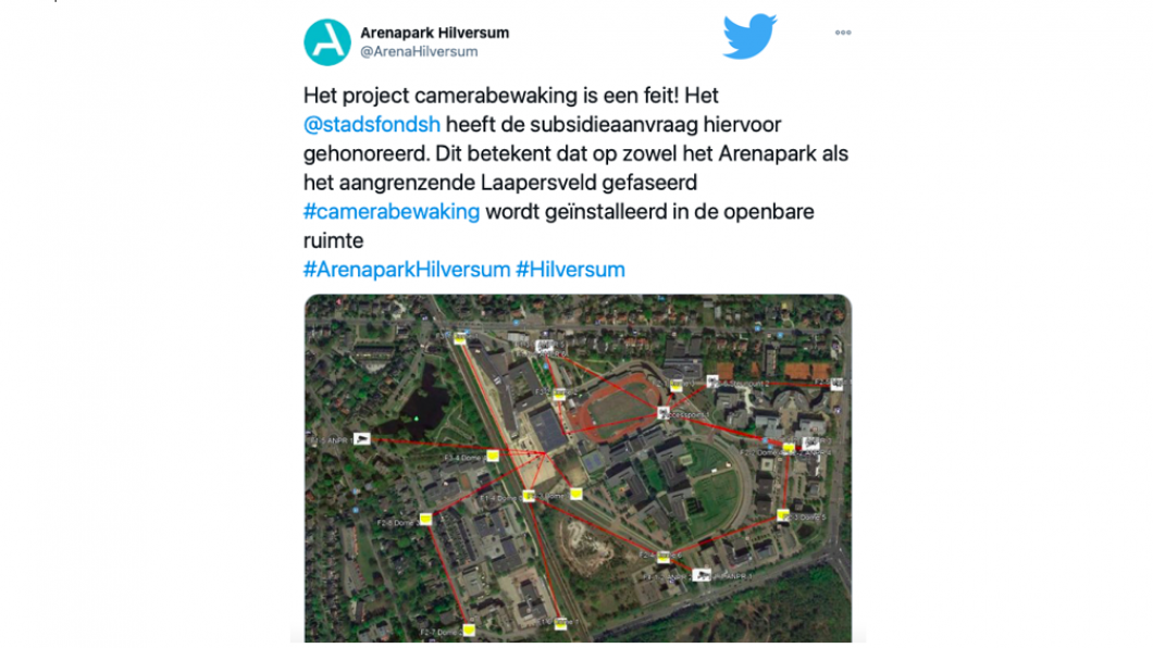 Tweet cameratoezicht Arenapark en Lapersveld