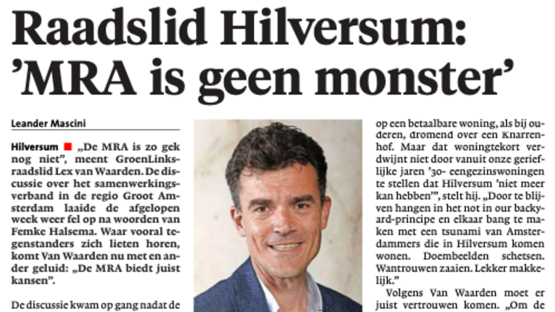MRA is geen monster